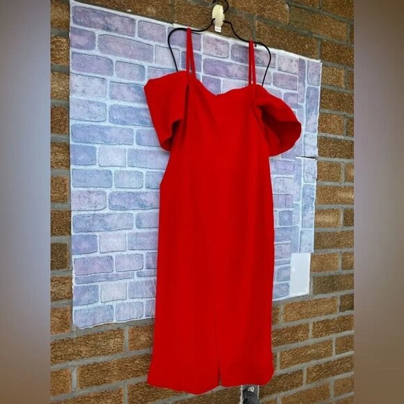 Victoria Beckham Off Shoulder Bandeau Dress in Tomato Red size 8 - Picture 5 of 16